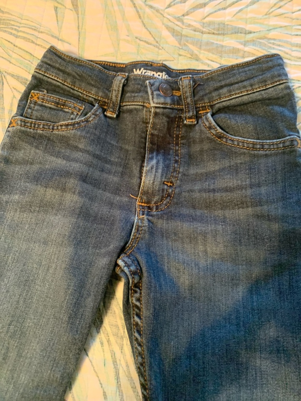 Wrangler Blue Denim Jeans with Contrast Stitching